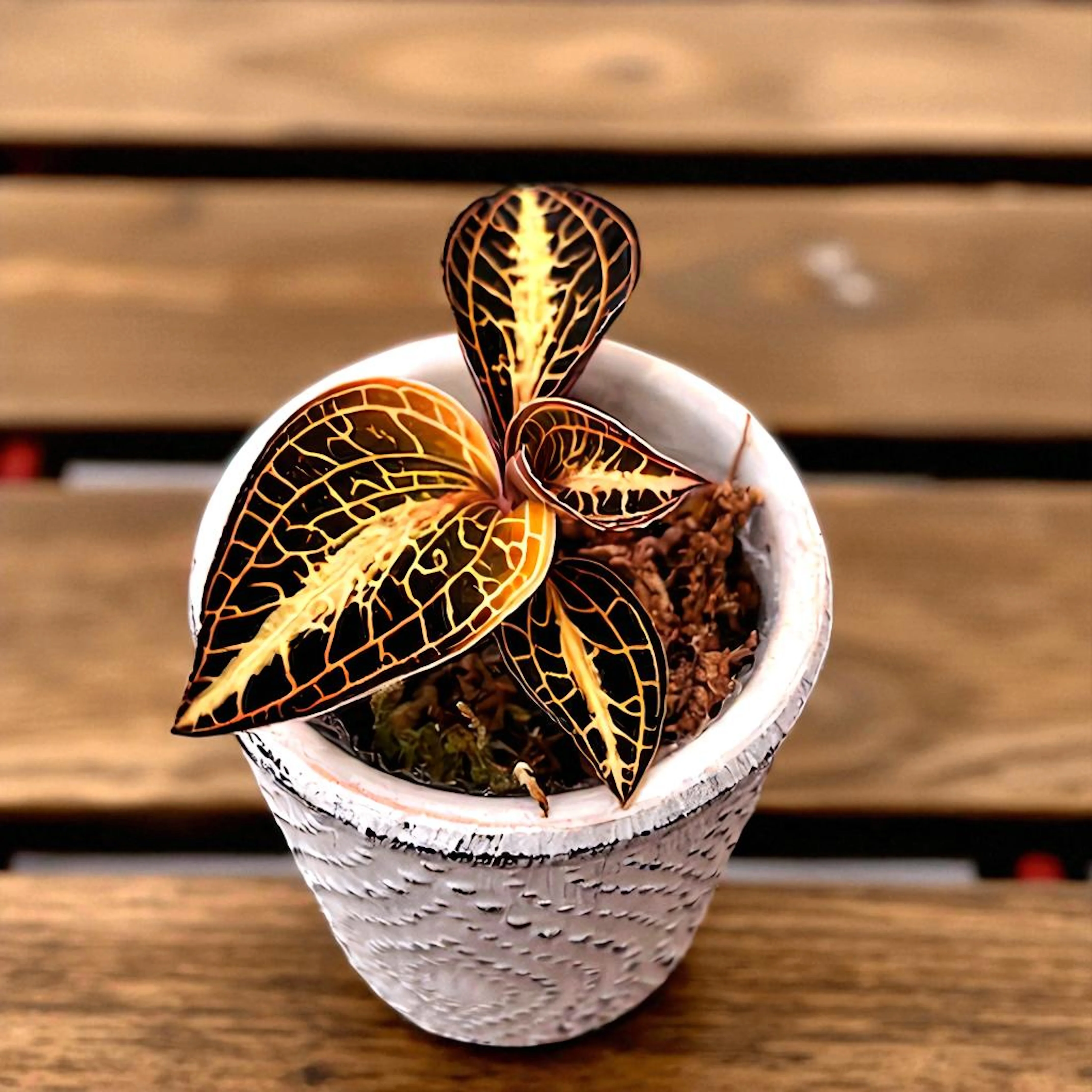 Anoectochilus roxburghii 'Golden Heart’ (Jewel Orchid)