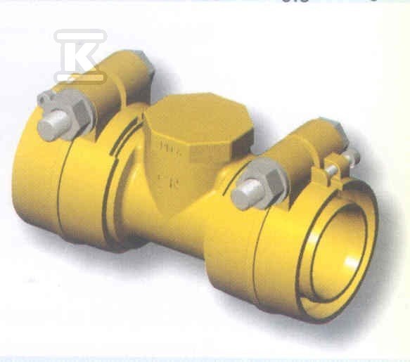 Złączka mosiężna prosta HELA-S 63×5.8mm PN6 ze złączkami zaciskowymi typu H na przelocie, do rur preizolowanych Pex/PE, oznaczenie: S 63-6 62606300200T
