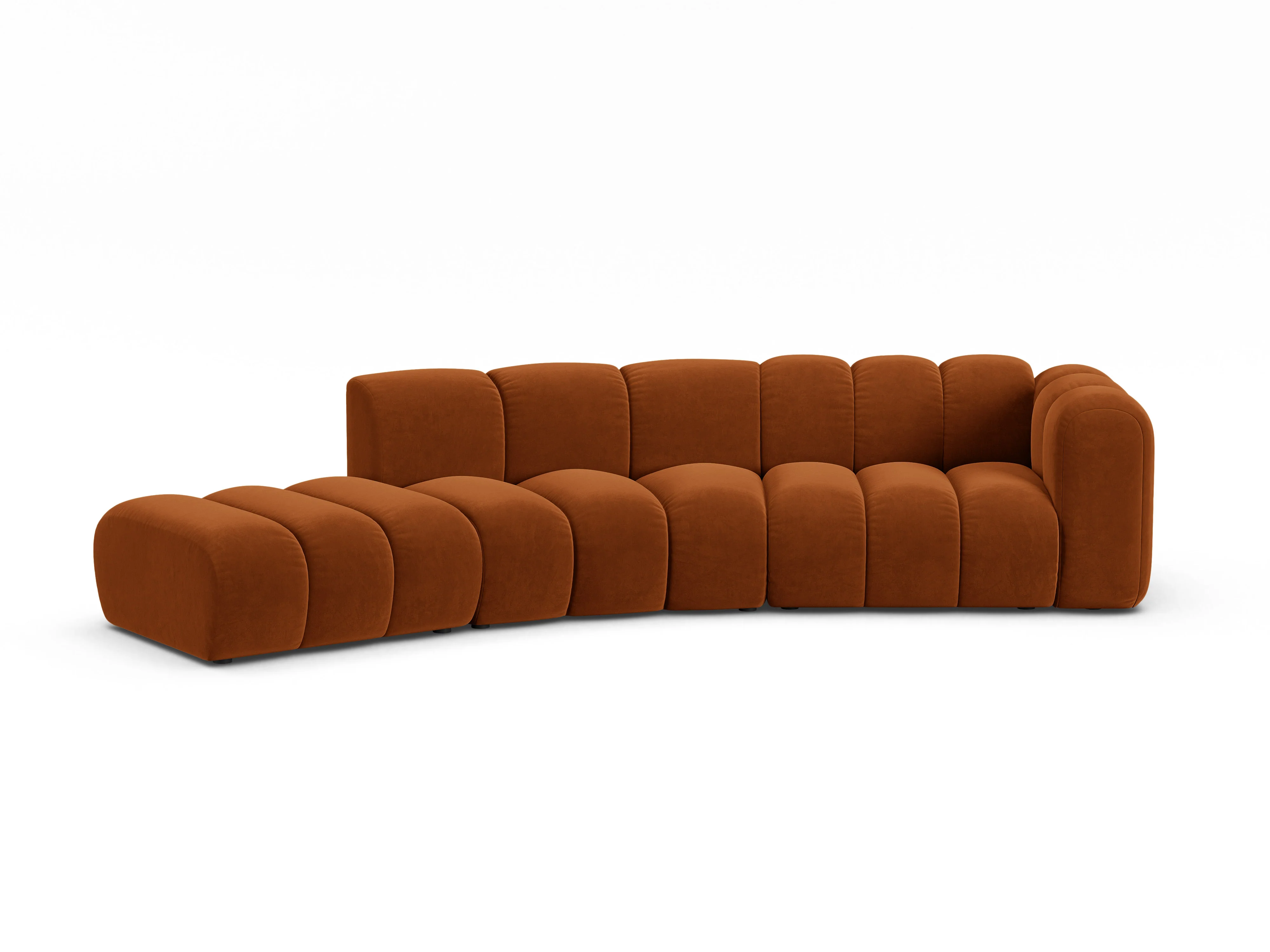 Sofa aksamitna 5-osobowa lewostronna LUPINE ceglany