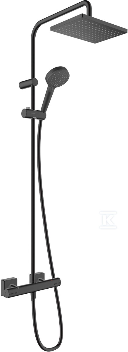 Zestaw prysznicowy Vernis Shape 230 1 strumieniowy ścienny termostatyczny z deszczownicą kwadrat czarny mat 26286670