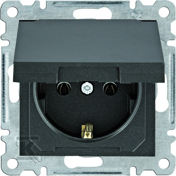 LUMINA Gniazdo SCHUKO z pokrywą, czarny WL1153