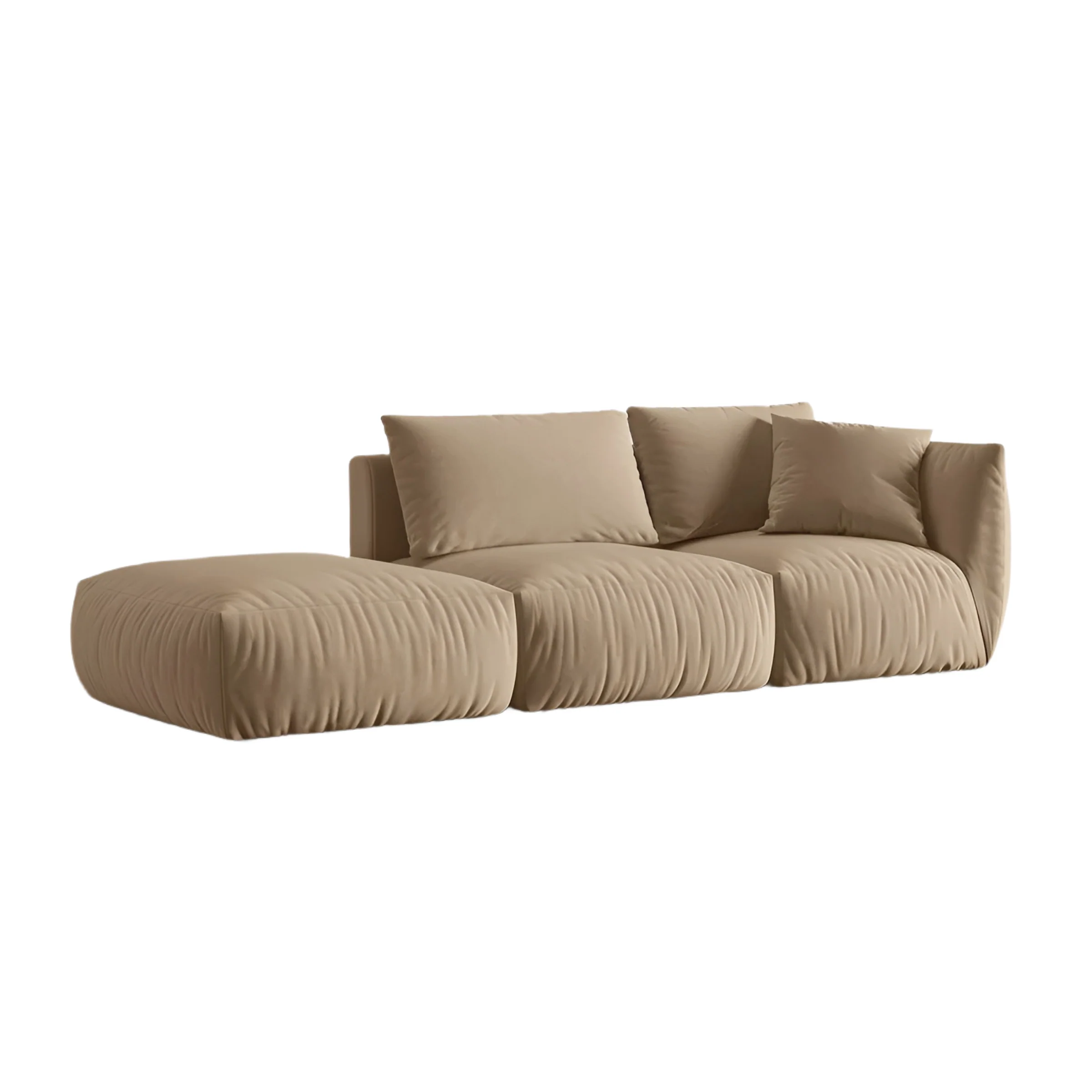 Sofa modułowa aksamitna 3-osobowa lewostronna CHRIS piaskowy
