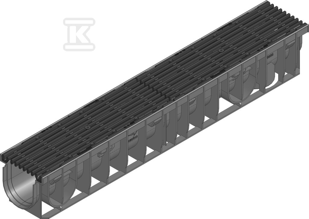 Korytko RECYFIX PRO 100, typ 01, z rusztem żeliwnym, prętowym, pręty wzdłużne, kl. D 400, KTL 48630
