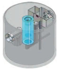 Betonowy separator koalescencyjny z 10-krotnym by-passem AQUAFIX K2BP 010/0100, przepustowość nominalna 10 l/s, maks. 100 l/s, króćce z PE 3174010P
