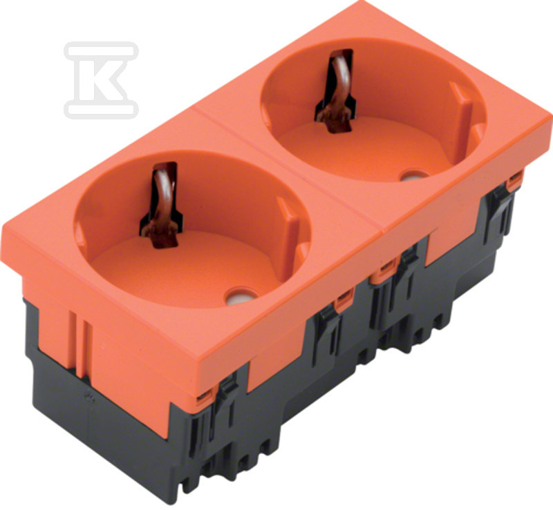 Gniazdo SCHUKO 33° 2-krotne 45×45 mm bezhalogenowe pomarańczowy, TEHALIT.GB-EG ESR2332004