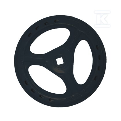 Kółko ręczne ERU do zasuw nożowych DN100-125, kwadrat trzpienia 17x17mm, średnica kółka 225mm, śruba i podkładka ze stali nierdzewnej, stalowe z powłoką EKB, kolor czarny 5036011