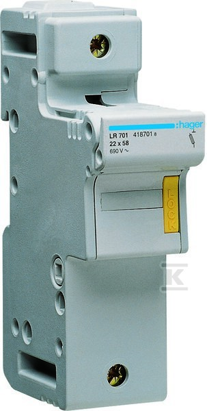 Podstawa bezpiecznikowa modułowa 1P do wkładki bezpiecznikowej cylindrycznej L58 22×58 mm 125A 690VAC LR701
