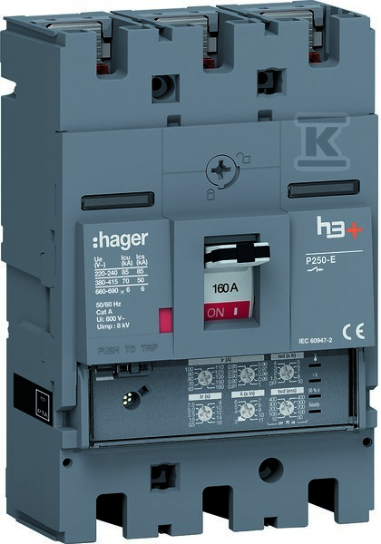 Wyłącznik mocy h3+ P250 3P 160A 70kA LSI HET160JR