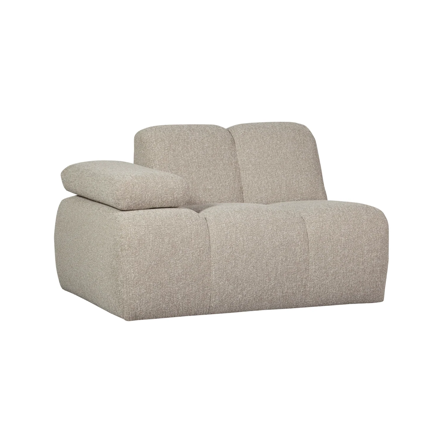 Sofa modułowa MOJO – element lewostronny beżowy melanż bouclé