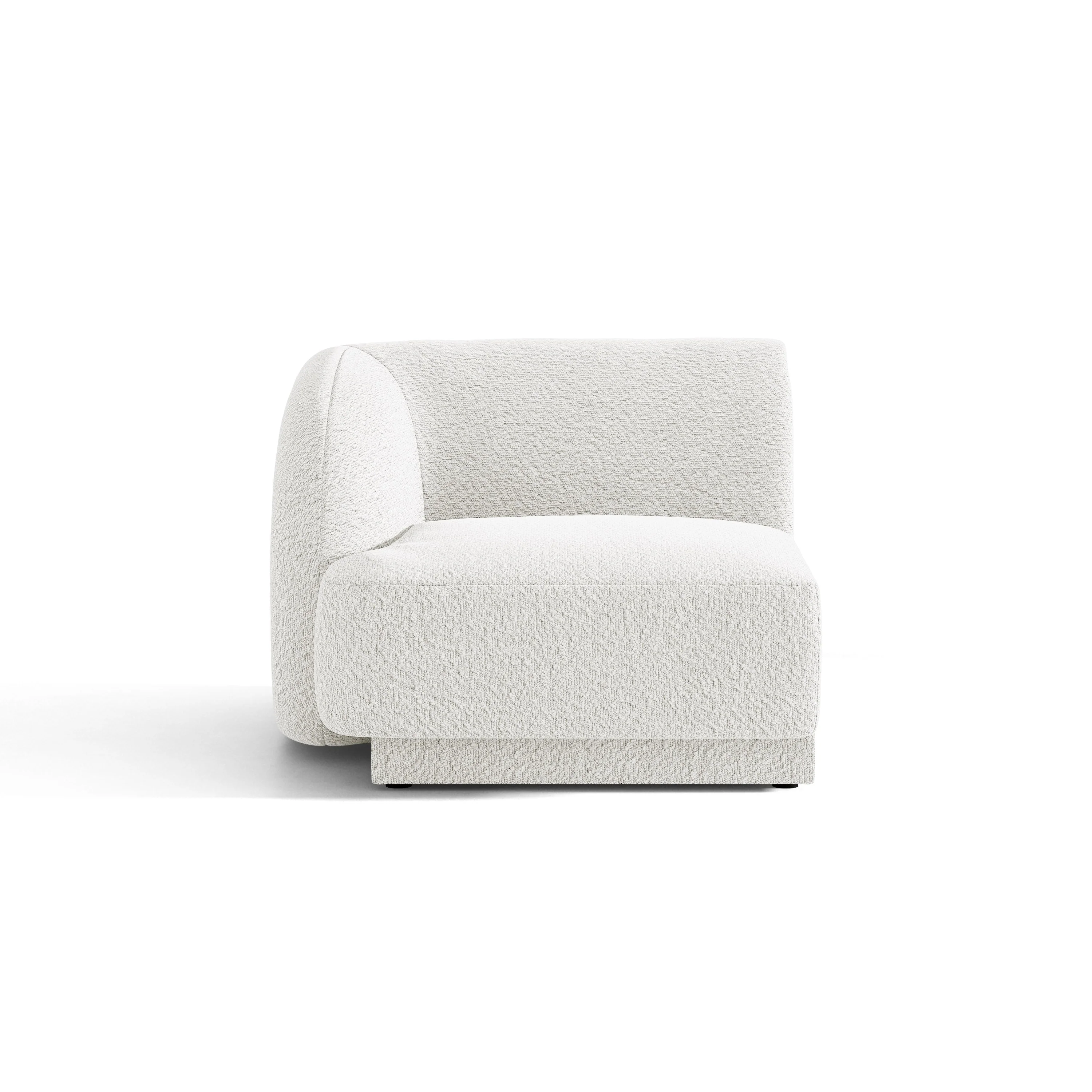 Sofa modułowa MILEY – moduł lewostronny biały boucle