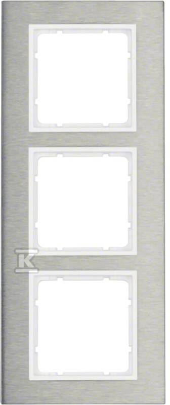 Ramka 3-krotna pionowa, stal szlachetna/biały mat, B.7 10133609