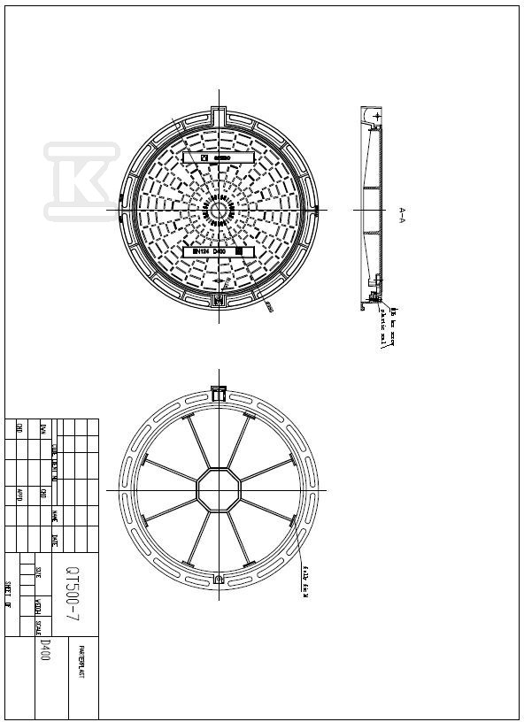Właz żeliwny AQUAFIX DN 800, klasa D 400 104105