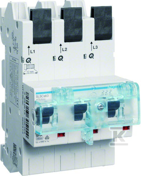 Wyłącznik nadprądowy selektywny 3P, Cs, 63 A, szyny Cu 40-12×5/10 mm HTS363C