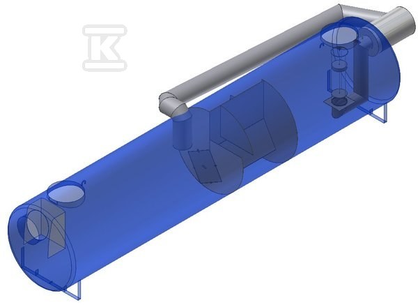 Separator koalescencyjny AQUAFIX SKGBP 40 stalowy, z osadnikiem i 5-krotnym by-passem, przepustowość nominalna 40 l/s, maks. 200 l/s, pojemność osadnika 4850 l, króćce stalowe 182040