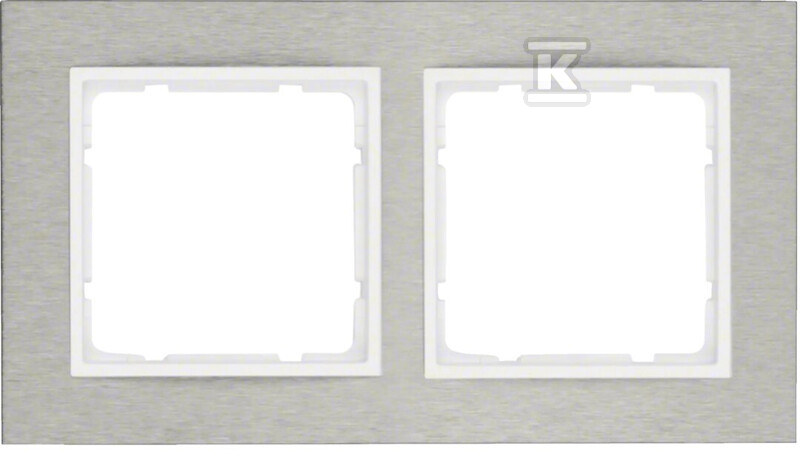 Ramka 2-krotna pozioma, stal szlachetna/biały mat, B.7 10223609