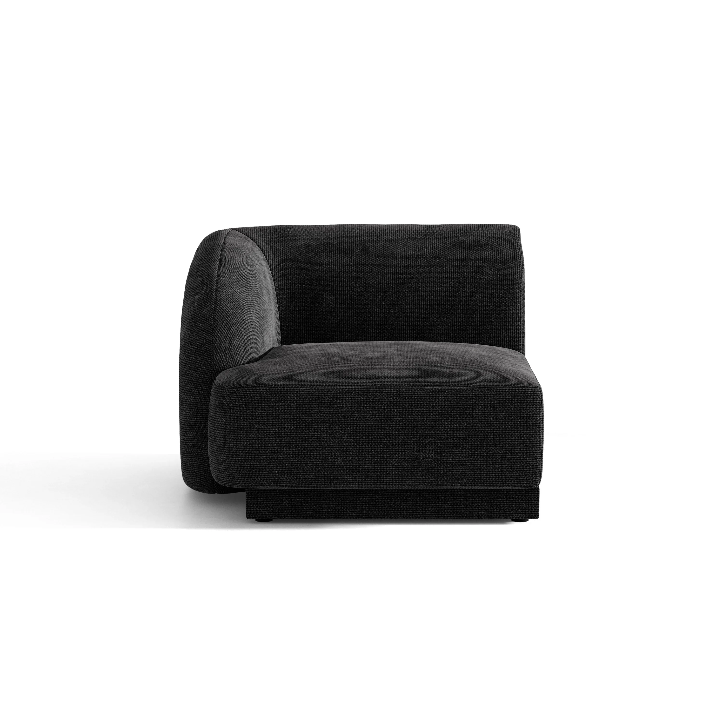 Sofa modułowa MILEY – moduł lewostronny czarny szenil jedwabisty