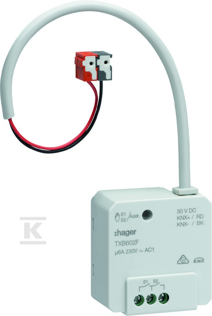 Sterownik załączający/żaluzjowy 2-/1-krotny, podtynkowy, 6 A, KNX E/S TXB602F