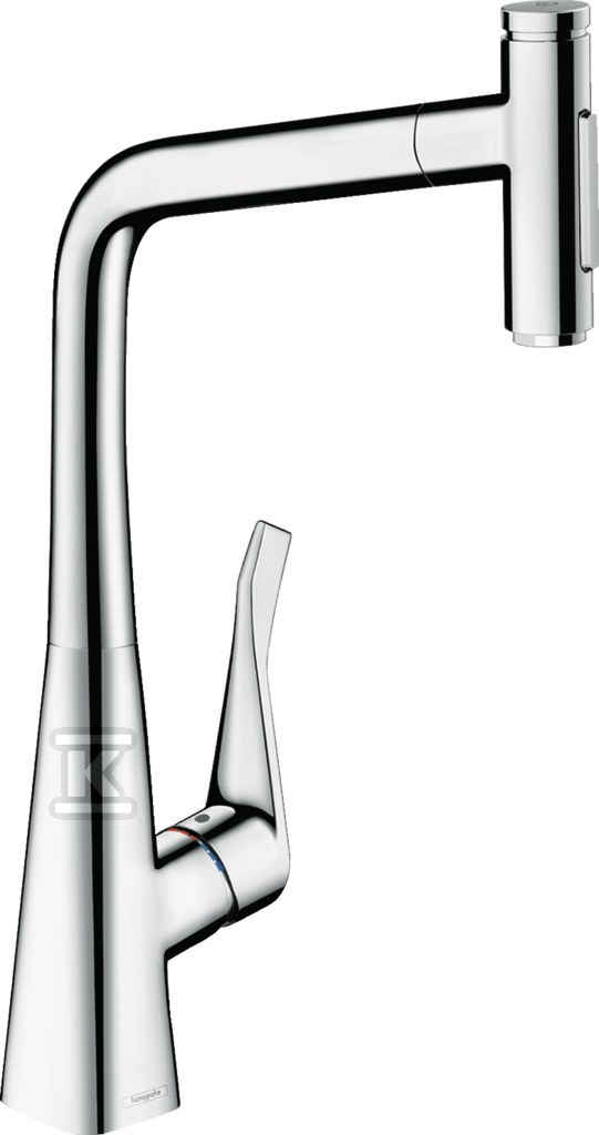 Bateria zlewozmywakowa Metris Select M71 jednouchwytowa 320, wyciągana wylewka, 2jet, sBox chrom 73816000