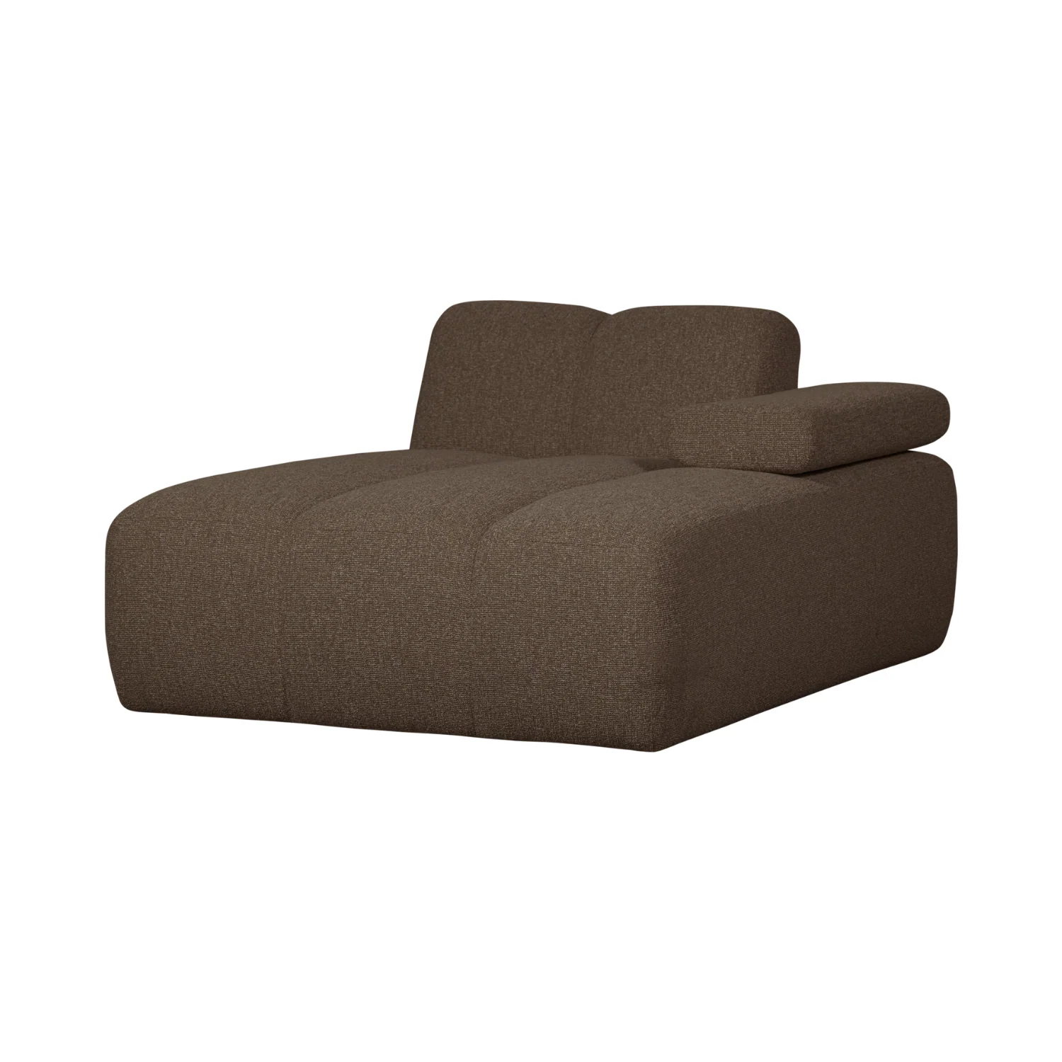 Sofa modułowa MOJO – szezlong prawostronny ciemnobrązowy bouclé