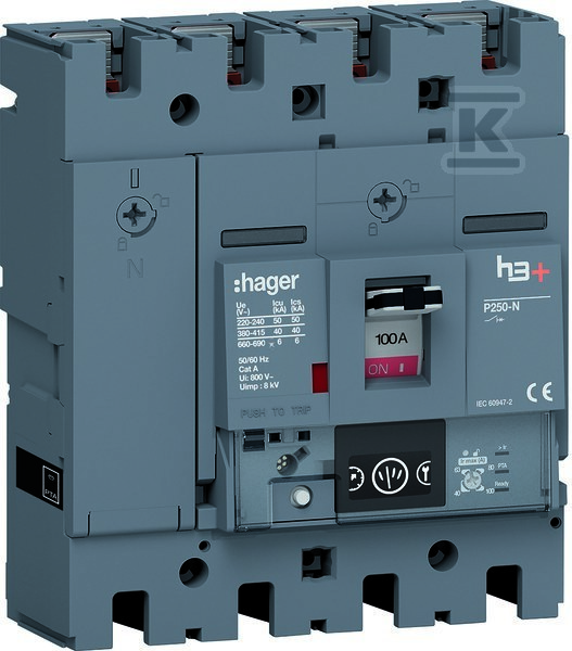 Wyłącznik mocy h3+ P250 4P 100A 40kA Energy HNT101NR