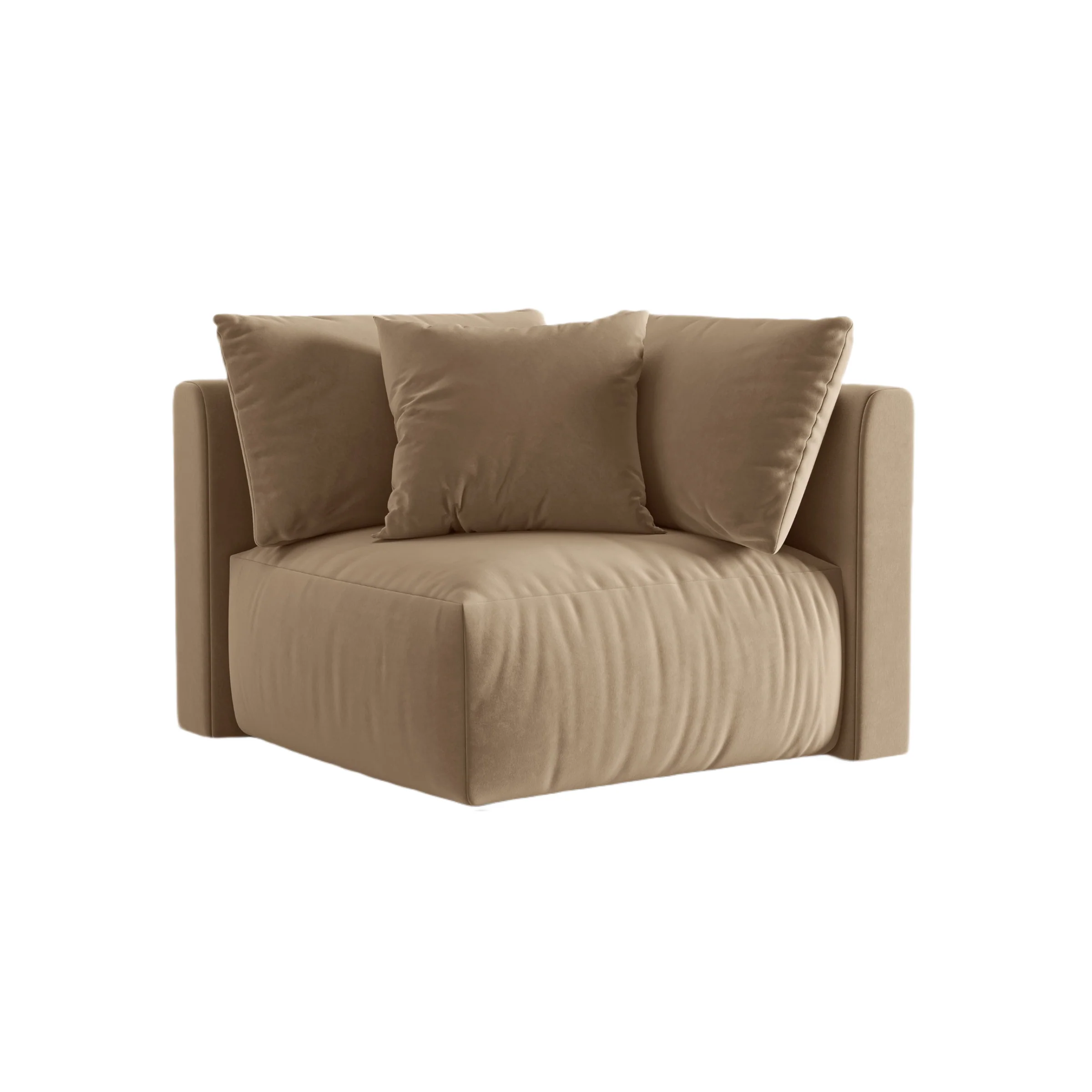Sofa modułowa aksamitna CHRIS – element narożny piaskowy