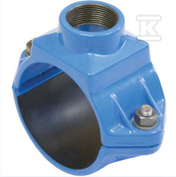 Opaska do nawiercania z gwintem wewnętrznym HAWEX, DN110xGW1 1/2″, PN16, do wody, do rur PE i PVC, korpus GJS-żeliwo sferoidalne (seria 5270) 5022886
