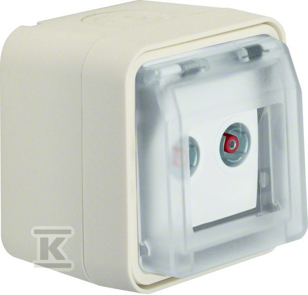 Gniazdo antenowe R+TV przelotowe 10dB z pokrywą, kompletne, IP55, biały, W.1 12033522